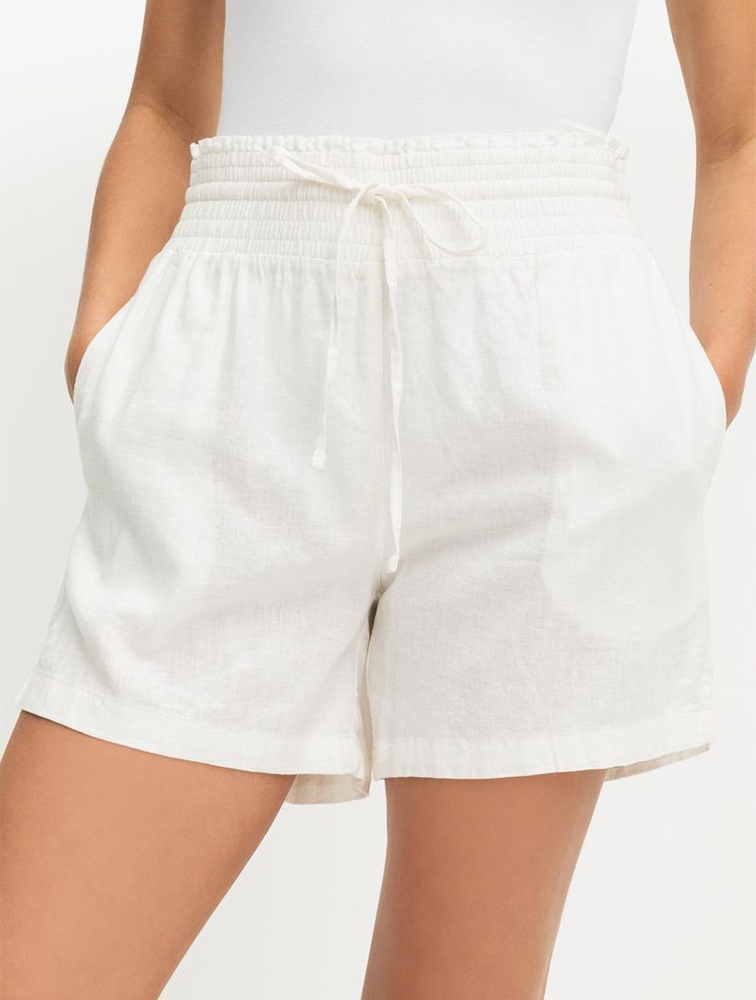 White linen top shorts womens